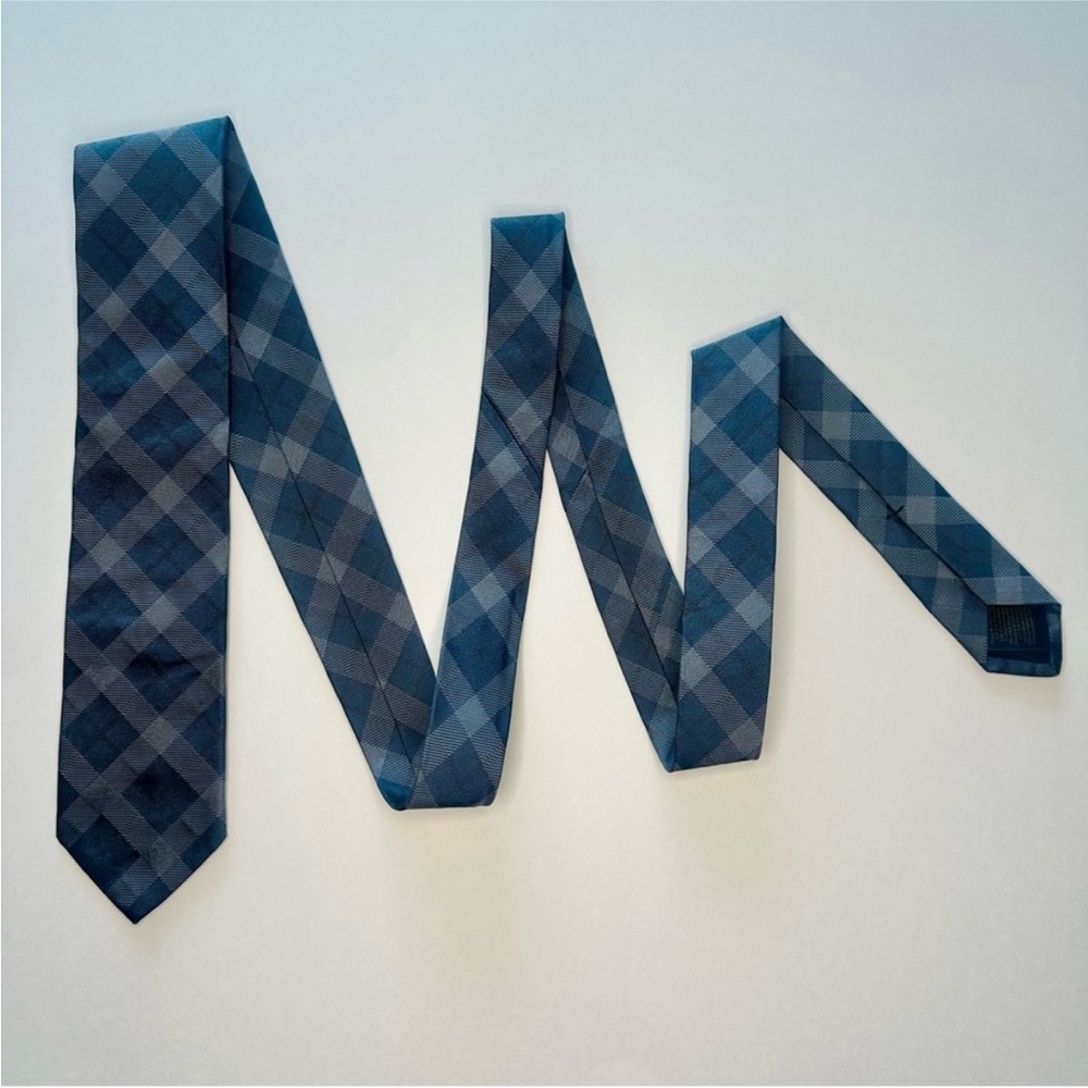 BROOKS BROTHERS Makers & Merchants Skinny/Slim Blue Checkered Silk Tie, 2.75” - Picture 2 of 6